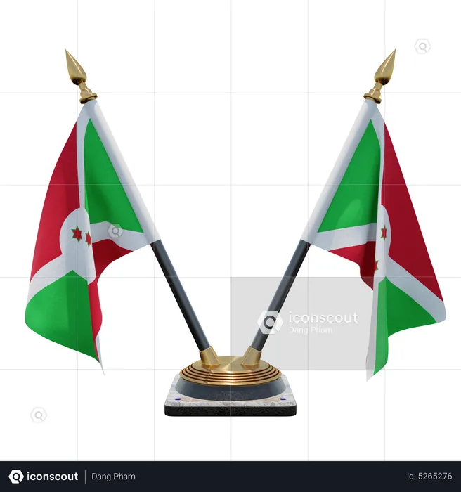 Burundi Double (V) Desk Flag Stand Flag 3D Icon
