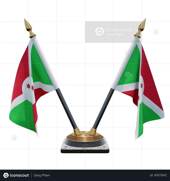 Burundi Double Desk Flag Stand Flag 3D Flag