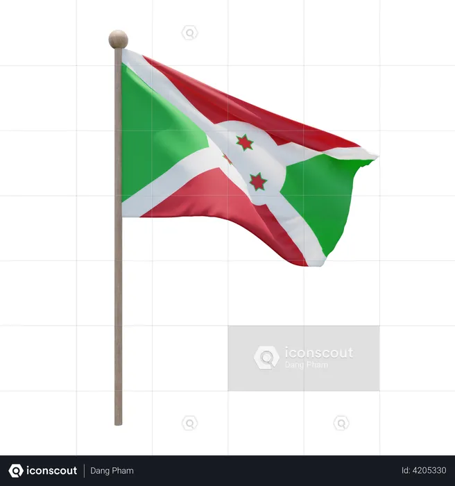 Mât de drapeau burundais  3D Flag