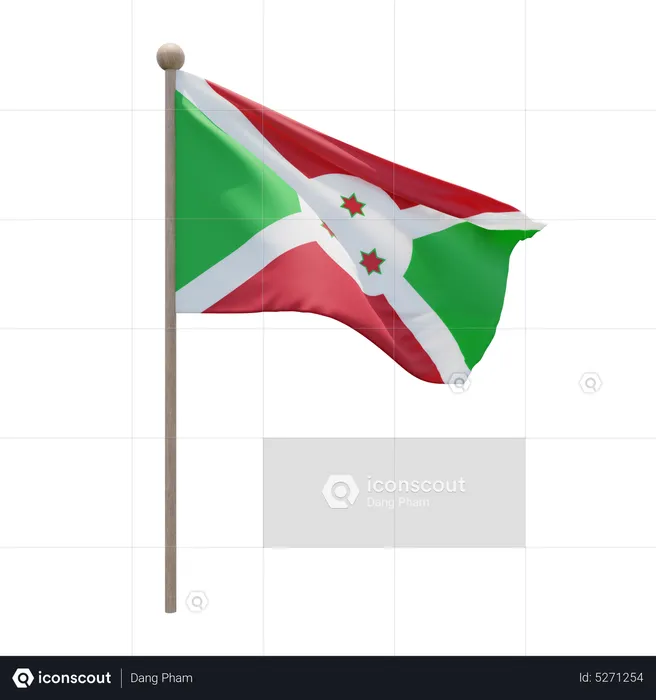 Burundi Flagpole Flag 3D Icon