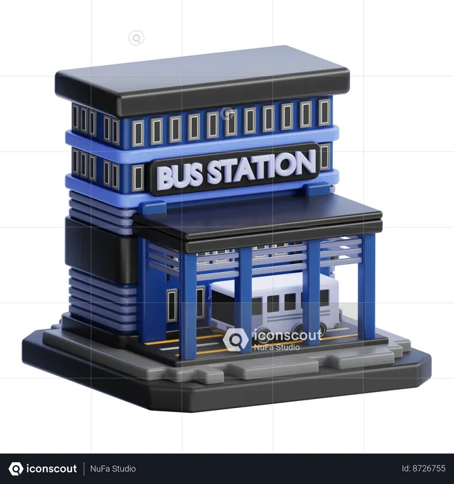 BUS STATION BUILDING  3D Icon