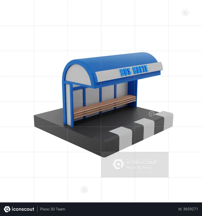 Bus Stop  3D Illustration