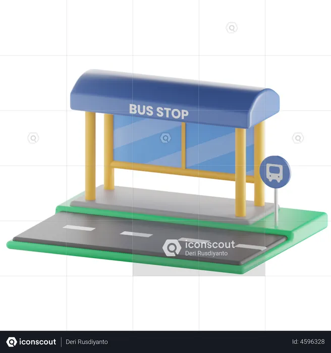 Bus Stop  3D Illustration
