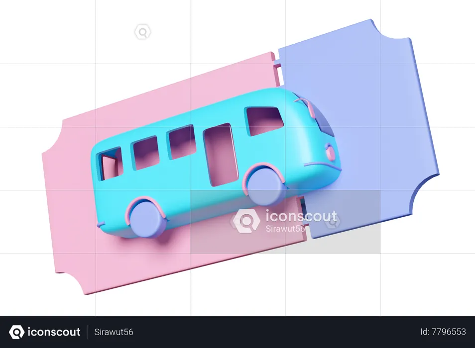 Bus Ticket  3D Icon