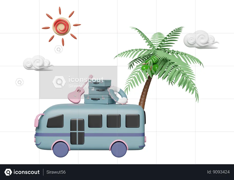 Bus touristique  3D Icon