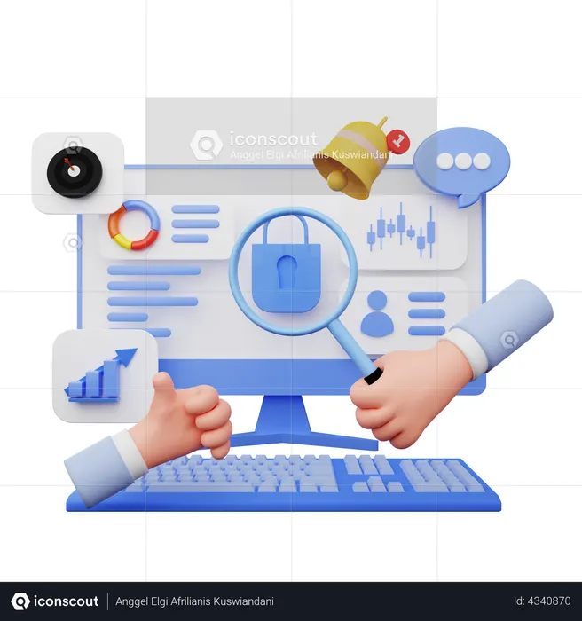 Business account security  3D Illustration