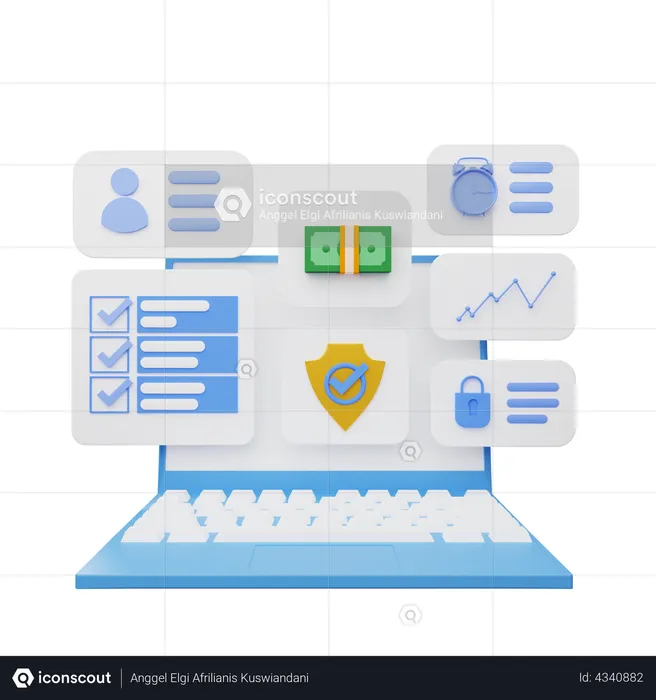 Business account security  3D Illustration