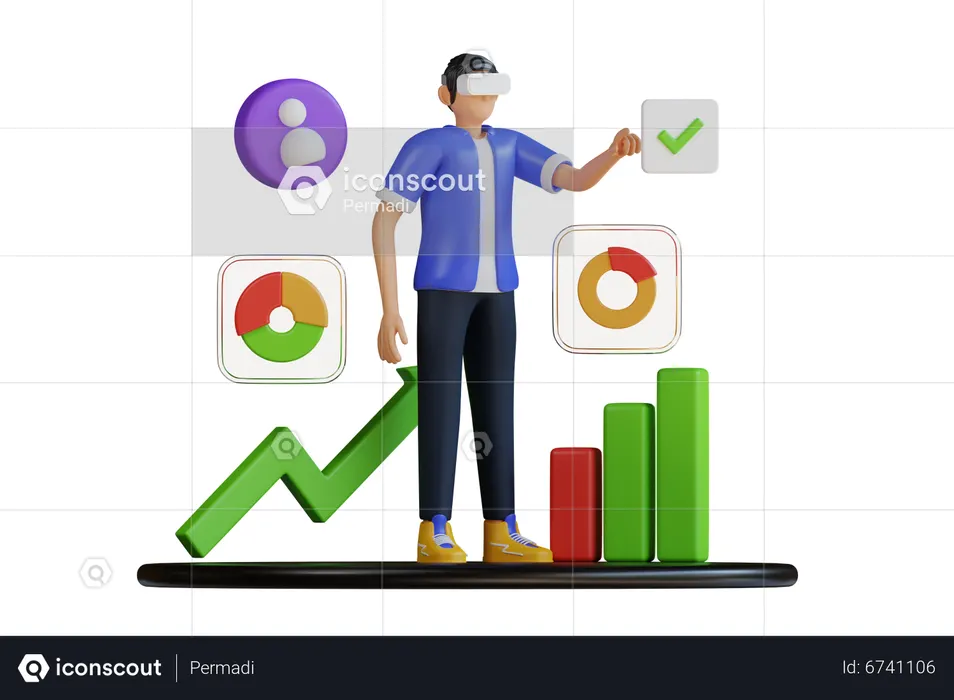 Business analysis using VR  3D Illustration