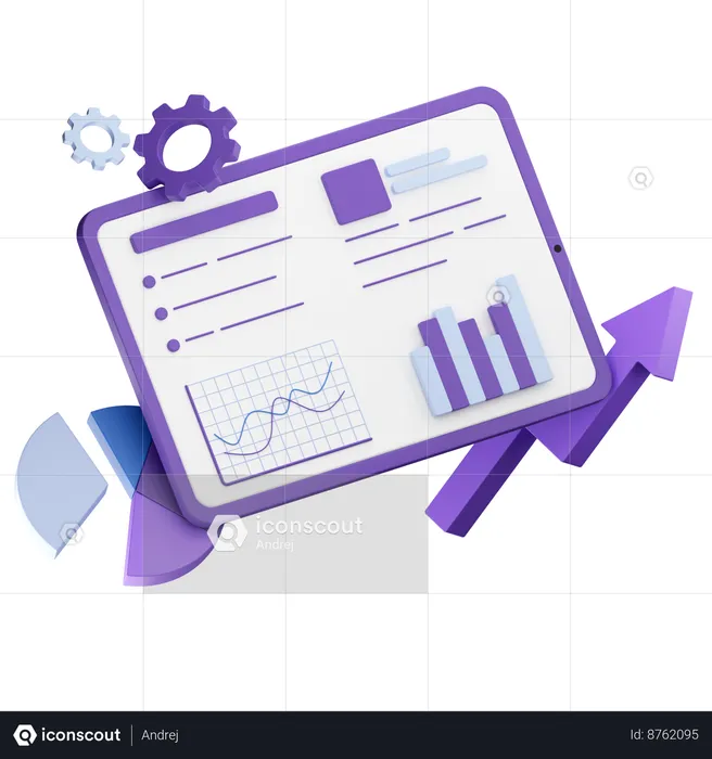Business Analytics On Tablet  3D Icon