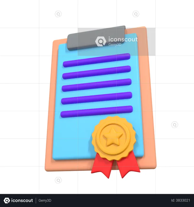 Business Certificate  3D Illustration