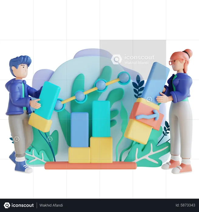 Business character analysing business growth  3D Illustration