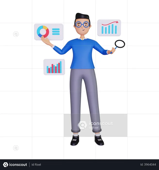 Business Data Analyzer  3D Illustration