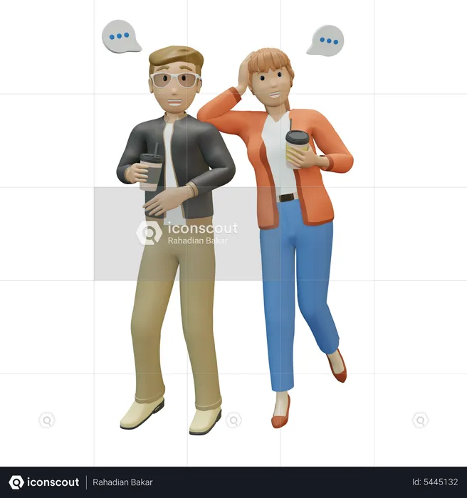 Business employee having conversation during break time  3D Illustration