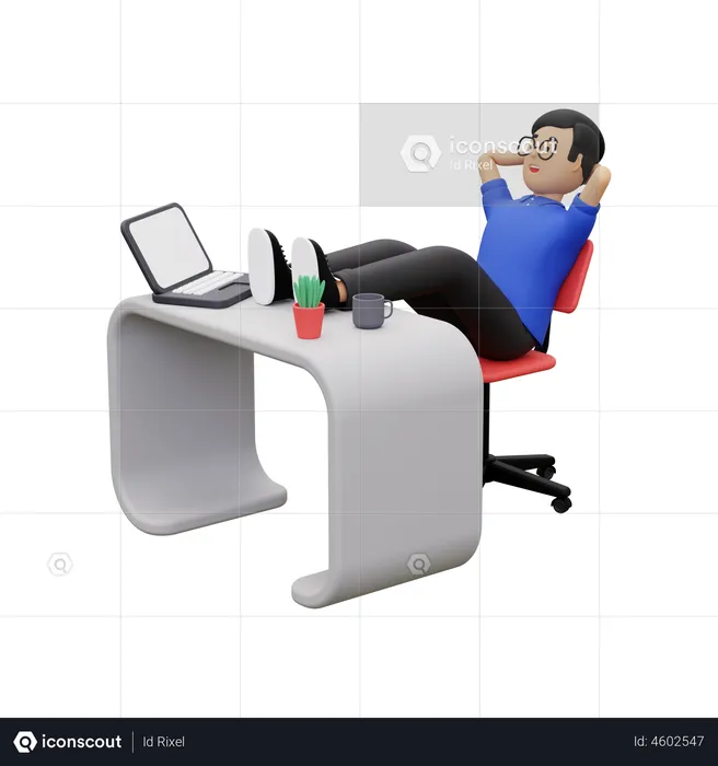 Business employee relaxing at work  3D Illustration