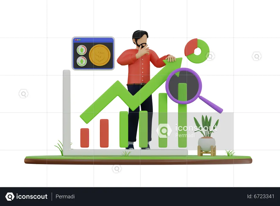 Business Growth Analysis  3D Illustration