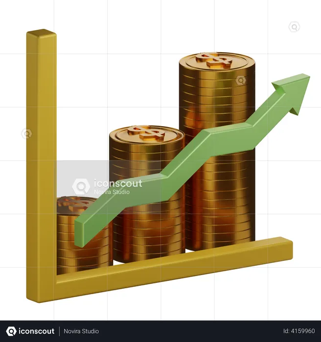Business Growth Chart  3D Illustration