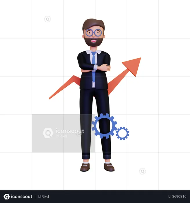 Business growth management  3D Illustration