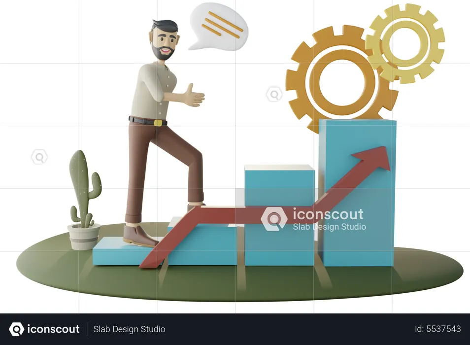 Business Growth Management  3D Illustration