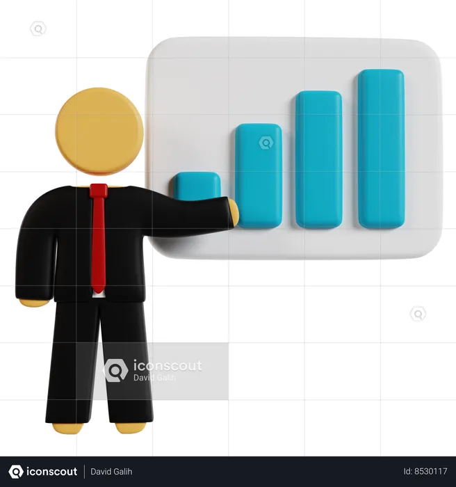 Business Growth Presentation  3D Icon