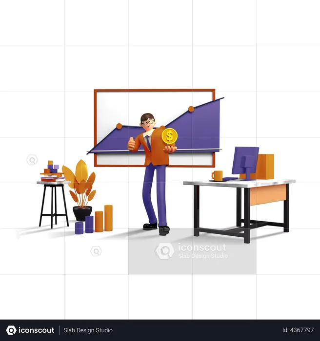 Business growth presentation  3D Illustration