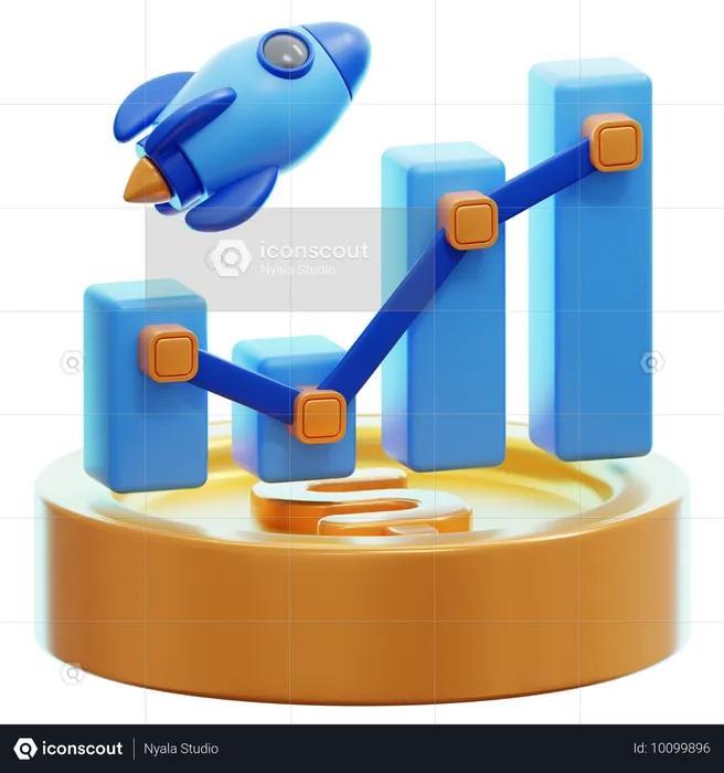 Business Launch 3D Illustration  3D Icon