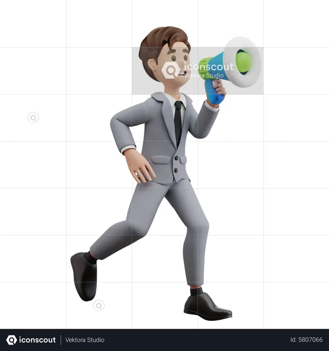 Business Man Calling with Speaker  3D Illustration