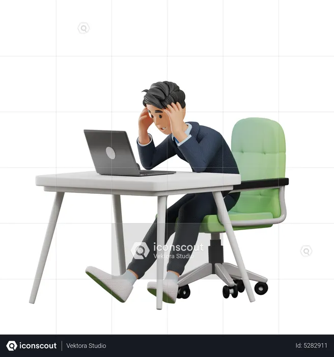 Business Man Get Stressed  3D Illustration