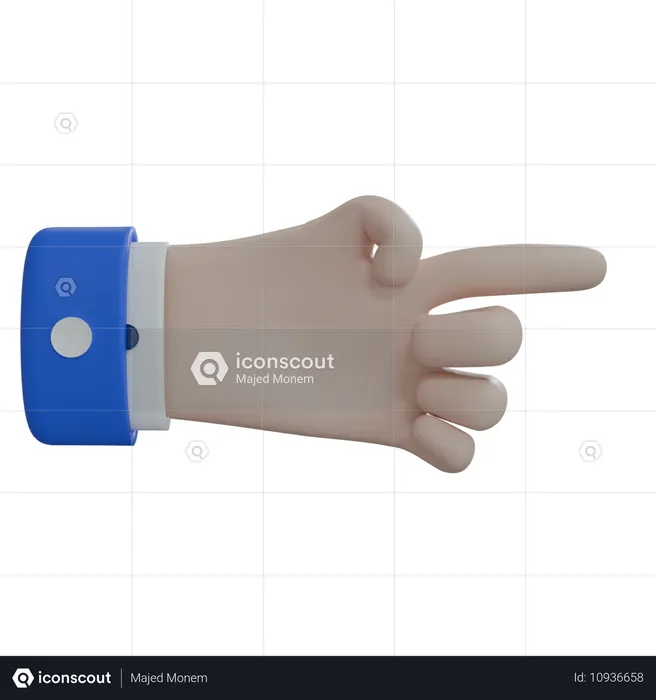 Business Man Hand Pointing Right White Hand Emoji 3D Icon