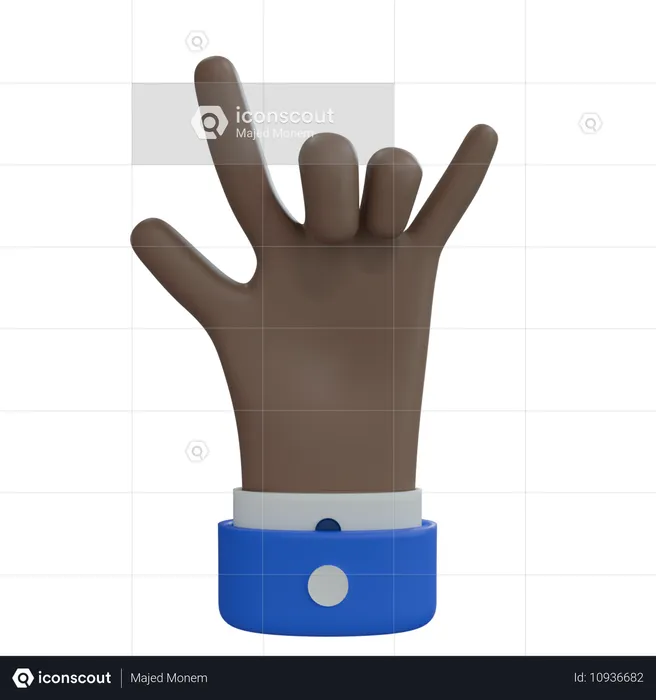 Business Man Hand Rock On with Thumb Brown Hand Emoji 3D Icon