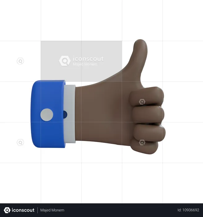 Business Man Hand Thumbs Up Brown Hand Emoji 3D Icon