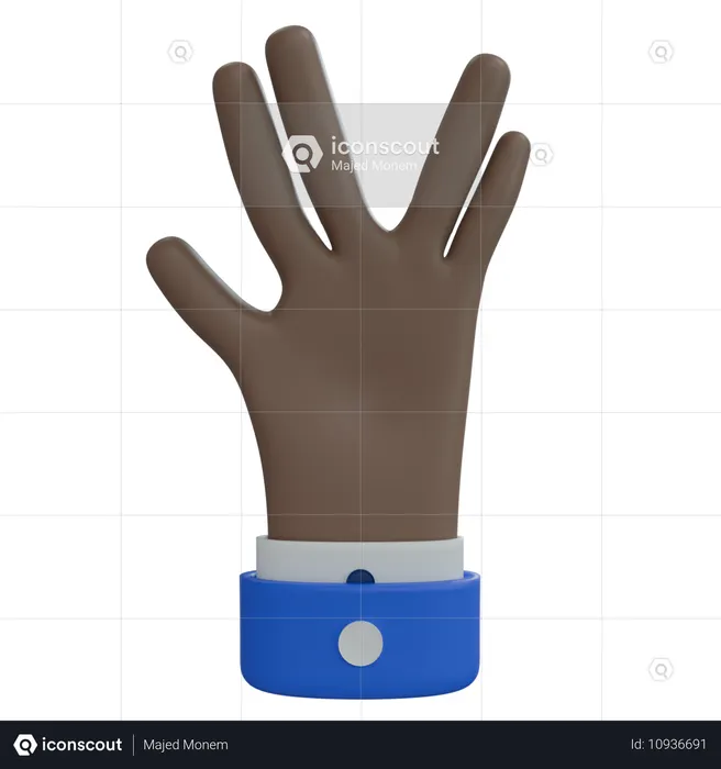 Business Man Hand Weird Sign Brown Hand Emoji 3D Icon