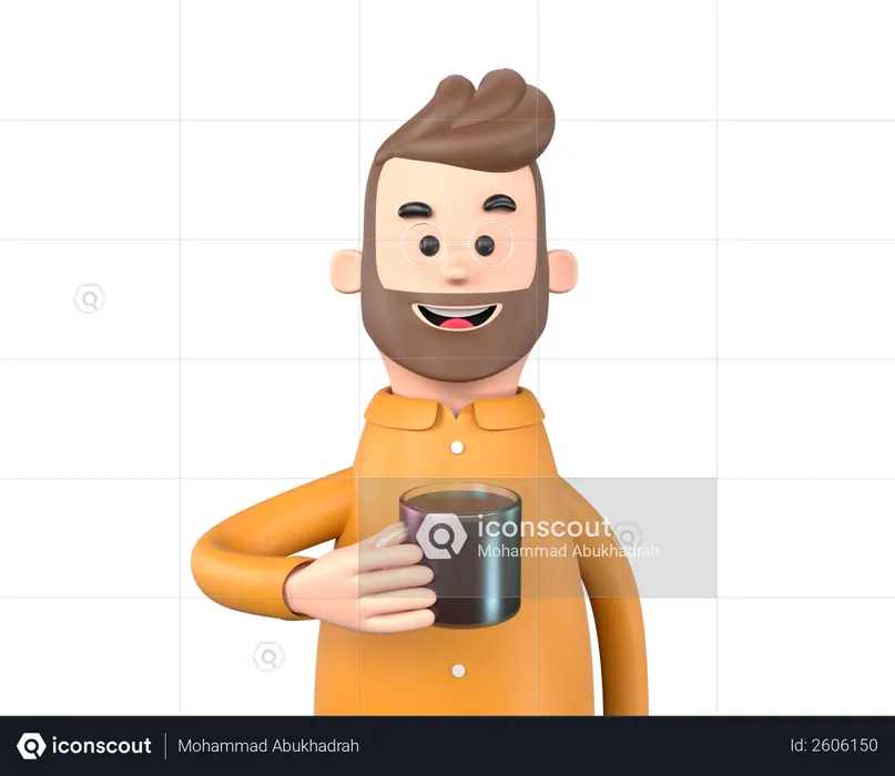 Business man holding cup  3D Illustration
