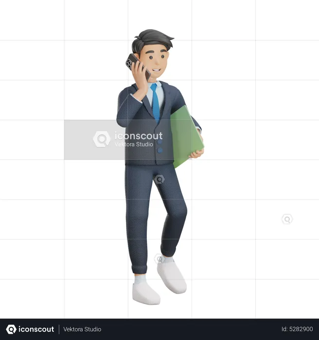 Business Man In a Call  3D Illustration