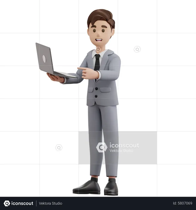 Business Man Presenting  3D Illustration