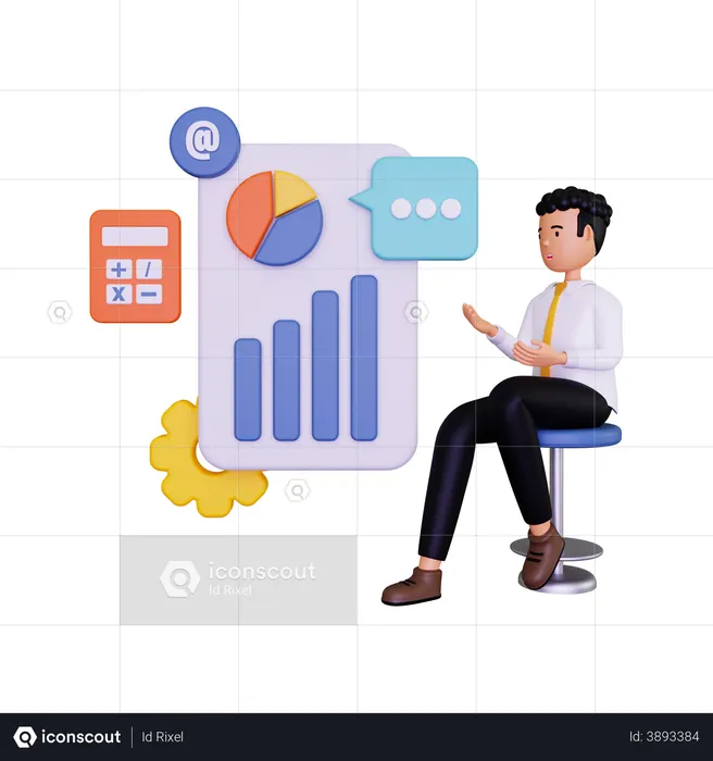 Business man showing data report  3D Icon
