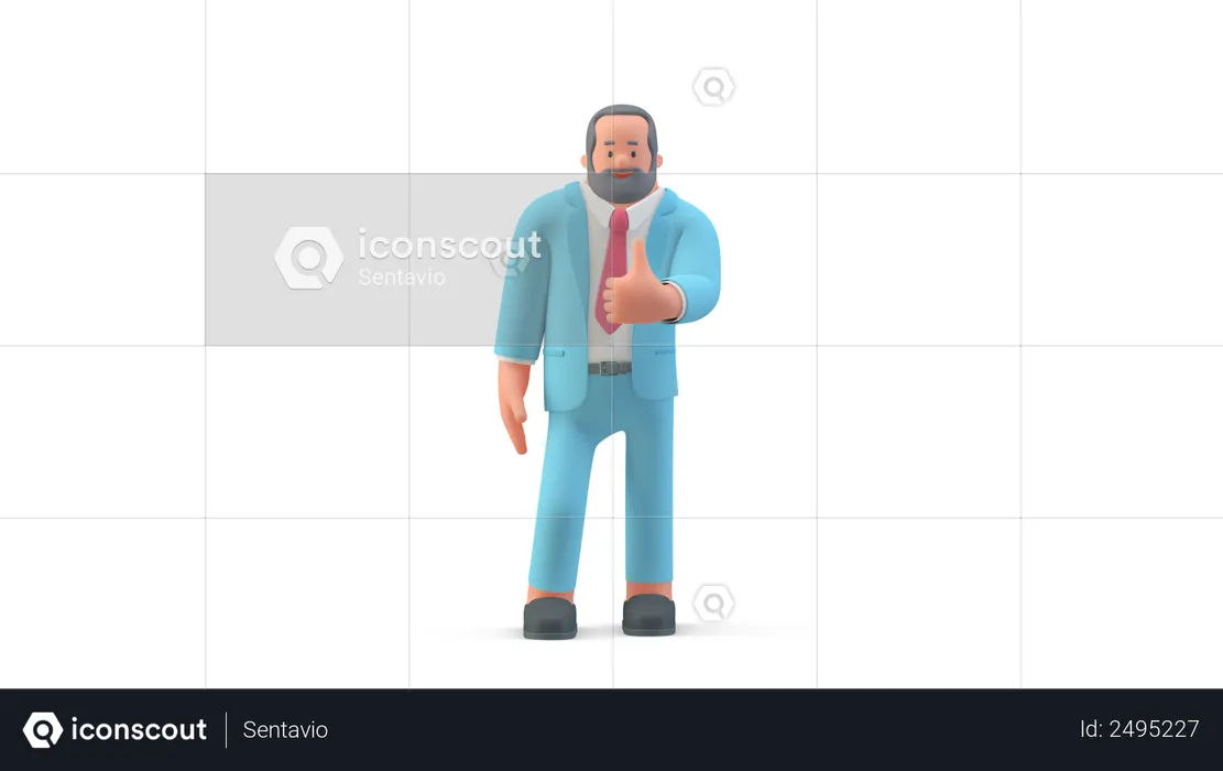 Business man showing thumbs up  3D Illustration