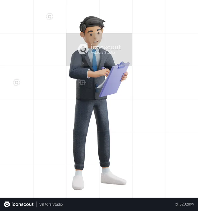 Business Man Taking Notes  3D Illustration