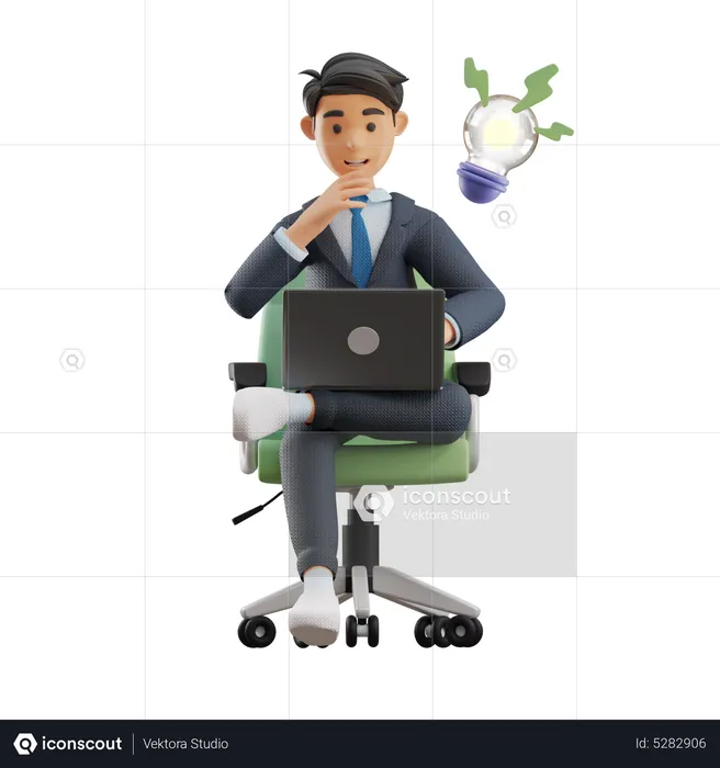 Business Man Thinking  3D Illustration