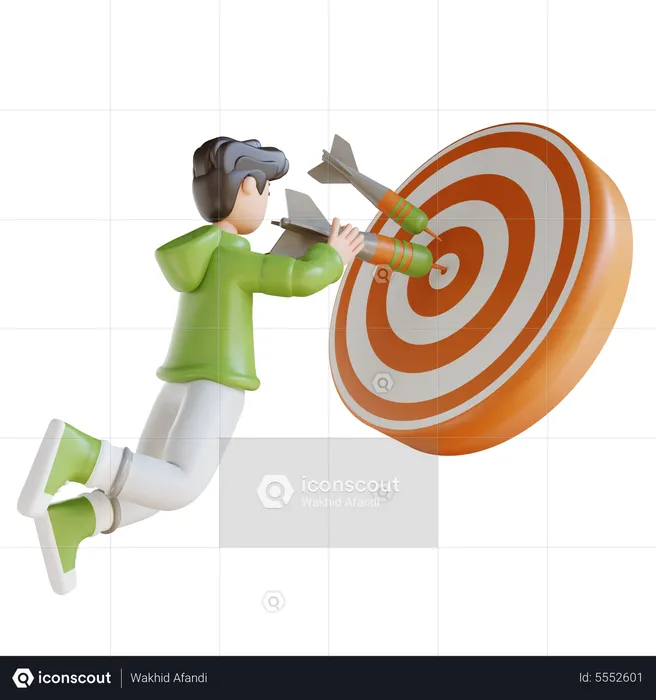 Business Man With Target  3D Illustration