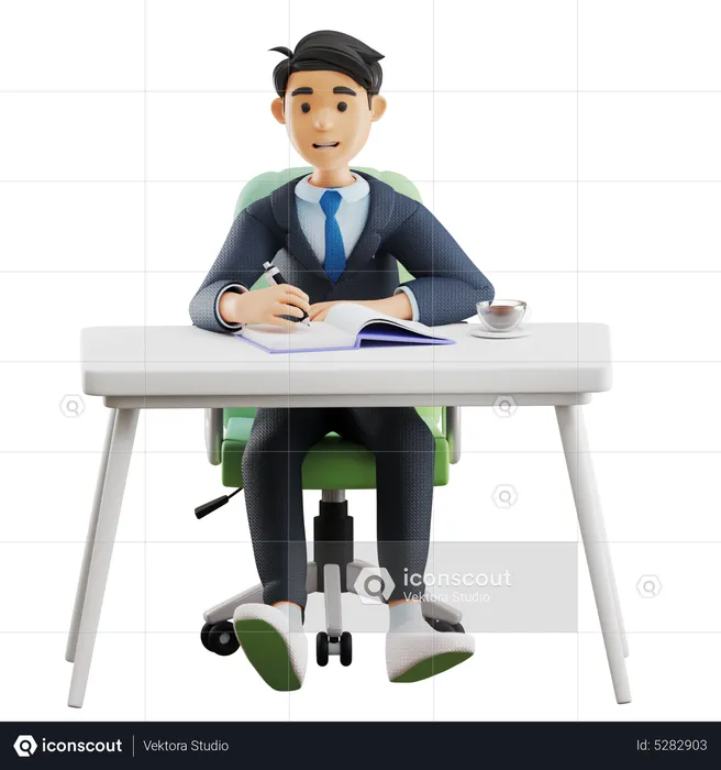 Business Man Working  3D Illustration