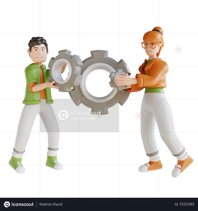 Management Business Team And Setting Gear  3D Illustration