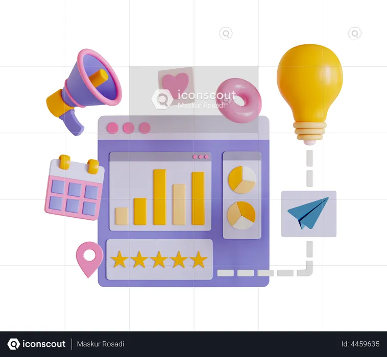 Business Marketing Dashboard  3D Illustration