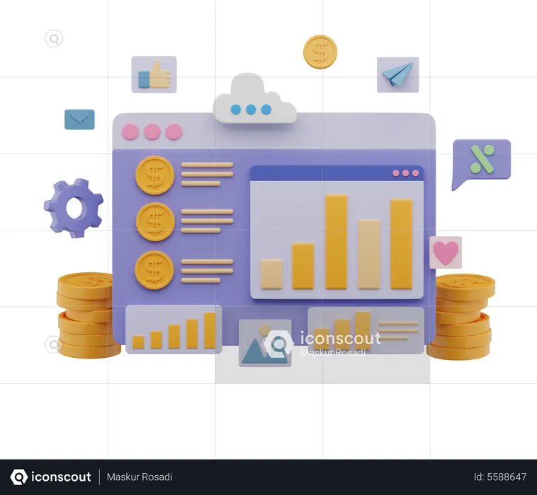 Business Marketing Dashboard  3D Illustration