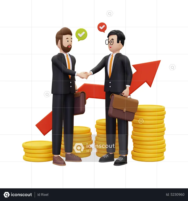 Business partner shaking hands for growth  3D Illustration