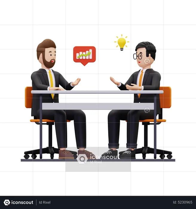 Business partners discussing about idea  3D Illustration
