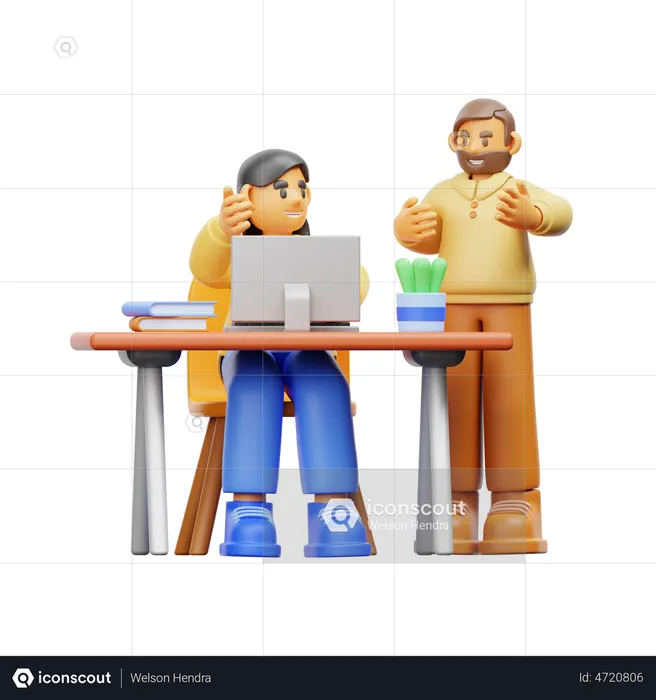 Business partners have a discussion  3D Illustration