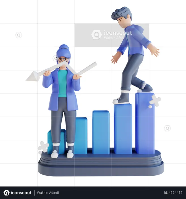 Business people doing analysis  3D Illustration