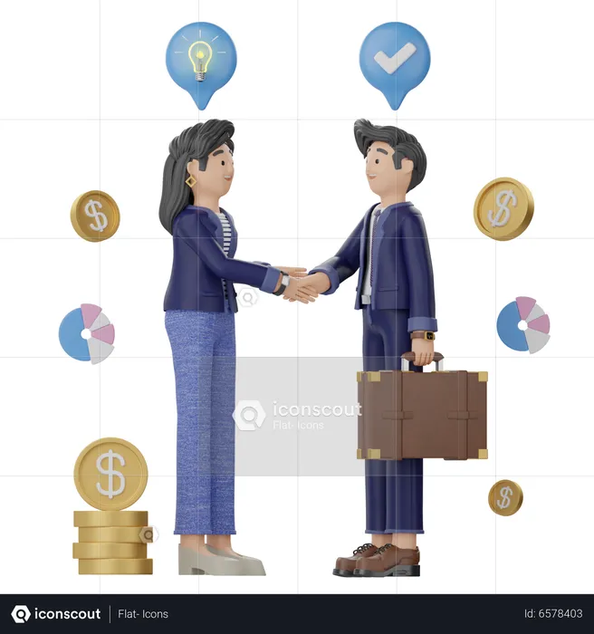 Business people doing financial deal  3D Illustration