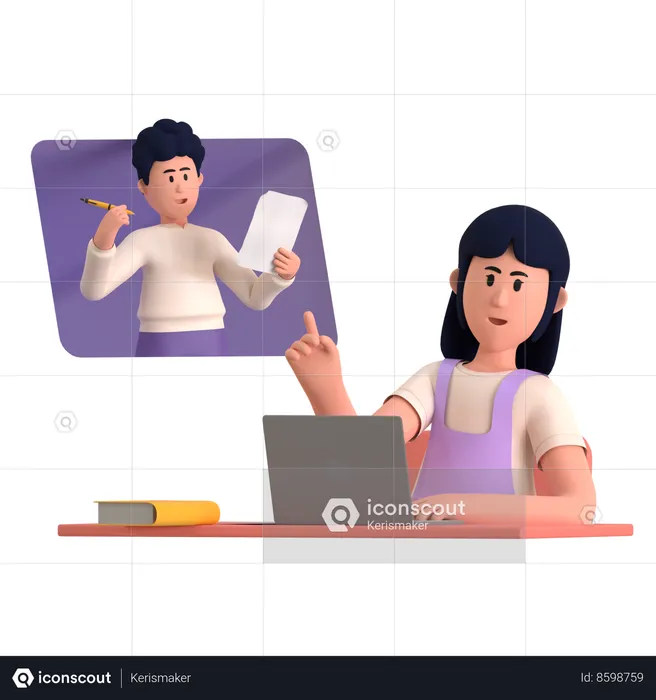 Business People Doing Online Meeting  3D Illustration