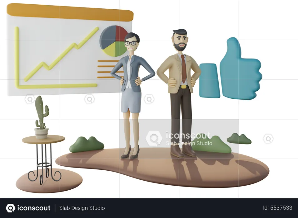 Business people giving analysis growth presentation  3D Illustration